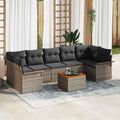 Gartensofa-set mit Kissen 8 pcs Grau Poly-Rattan
