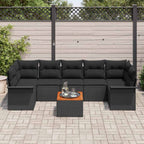 Gartensofa-set mit Kissen 8 pcs Schwarz Poly-Rattan