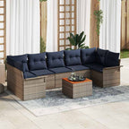 Gartensofa-set mit Kissen 8 pcs Grau Poly-Rattan