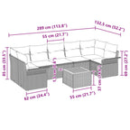 Gartensofa-set mit Kissen 8 pcs Grau Poly-Rattan