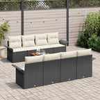 Gartensofa-set mit Kissen 9 pcs Schwarz Poly-Rattan
