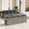 Gartensofa-set mit Kissen 9 pcs Grau Poly-Rattan