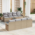 Gartensofa-set mit Kissen 9 pcs Beige Poly-Rattan