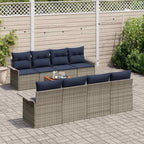 Gartensofa-set mit Kissen 9 pcs Grau Poly-Rattan