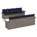 Gartensofa-set mit Kissen 9 pcs Grau Poly-Rattan