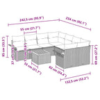 Gartensofa-set mit Kissen 9 pcs Grau Poly-Rattan