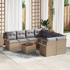 Gartensofa-set mit Kissen 9 pcs Beige Poly-Rattan