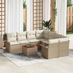 Gartensofa-set mit Kissen 9 pcs Beige Poly-Rattan
