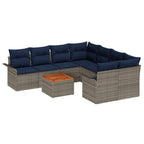 Gartensofa-set mit Kissen 9 pcs Grau Poly-Rattan