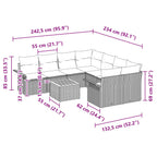 Gartensofa-set mit Kissen 9 pcs Schwarz Poly-Rattan