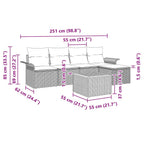 Gartensofa-set mit Kissen 6 pcs Grau Poly-Rattan