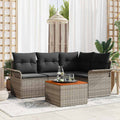 Gartensofa-set mit Kissen 5 pcs Grau Poly-Rattan