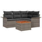 Gartensofa-set mit Kissen 5 pcs Grau Poly-Rattan