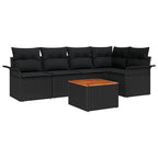 Gartensofa-set mit Kissen 6 pcs Schwarz Poly-Rattan