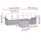 Gartensofa-set mit Kissen 6 pcs Schwarz Poly-Rattan