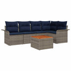Gartensofa-set mit Kissen 6 pcs Grau Poly-Rattan