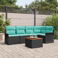 Gartensofa-set mit Kissen 6 pcs Schwarz Poly-Rattan