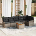 Gartensofa-set mit Kissen 7 pcs Grau Poly-Rattan