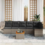 Gartensofa-set mit Kissen 7 pcs Grau Poly-Rattan