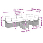 Gartensofa-set mit Kissen 7 pcs Schwarz Poly-Rattan
