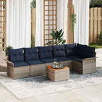 Gartensofa-set mit Kissen 7 pcs Grau Poly-Rattan