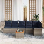 Gartensofa-set mit Kissen 7 pcs Grau Poly-Rattan