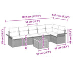 Gartensofa-set mit Kissen 7 pcs Schwarz Poly-Rattan