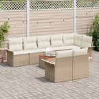 Gartensofa-set mit Kissen 9 pcs Beige Poly-Rattan
