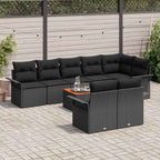 Gartensofa-set mit Kissen 9 pcs Schwarz Poly-Rattan
