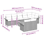 Gartensofa-set mit Kissen 9 pcs Grau Poly-Rattan
