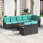 Gartensofa-set mit Kissen 9 pcs Schwarz Poly-Rattan