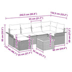 Gartensofa-set mit Kissen 7 pcs Schwarz Poly-Rattan