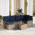 Gartensofa-set mit Kissen 7 pcs Grau Poly-Rattan