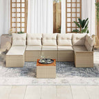 Gartensofa-set mit Kissen 8 pcs Beige Poly-Rattan