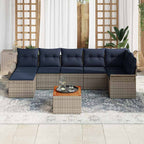 Gartensofa-set mit Kissen 8 pcs Grau Poly-Rattan