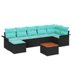 Gartensofa-set mit Kissen 8 pcs Schwarz Poly-Rattan