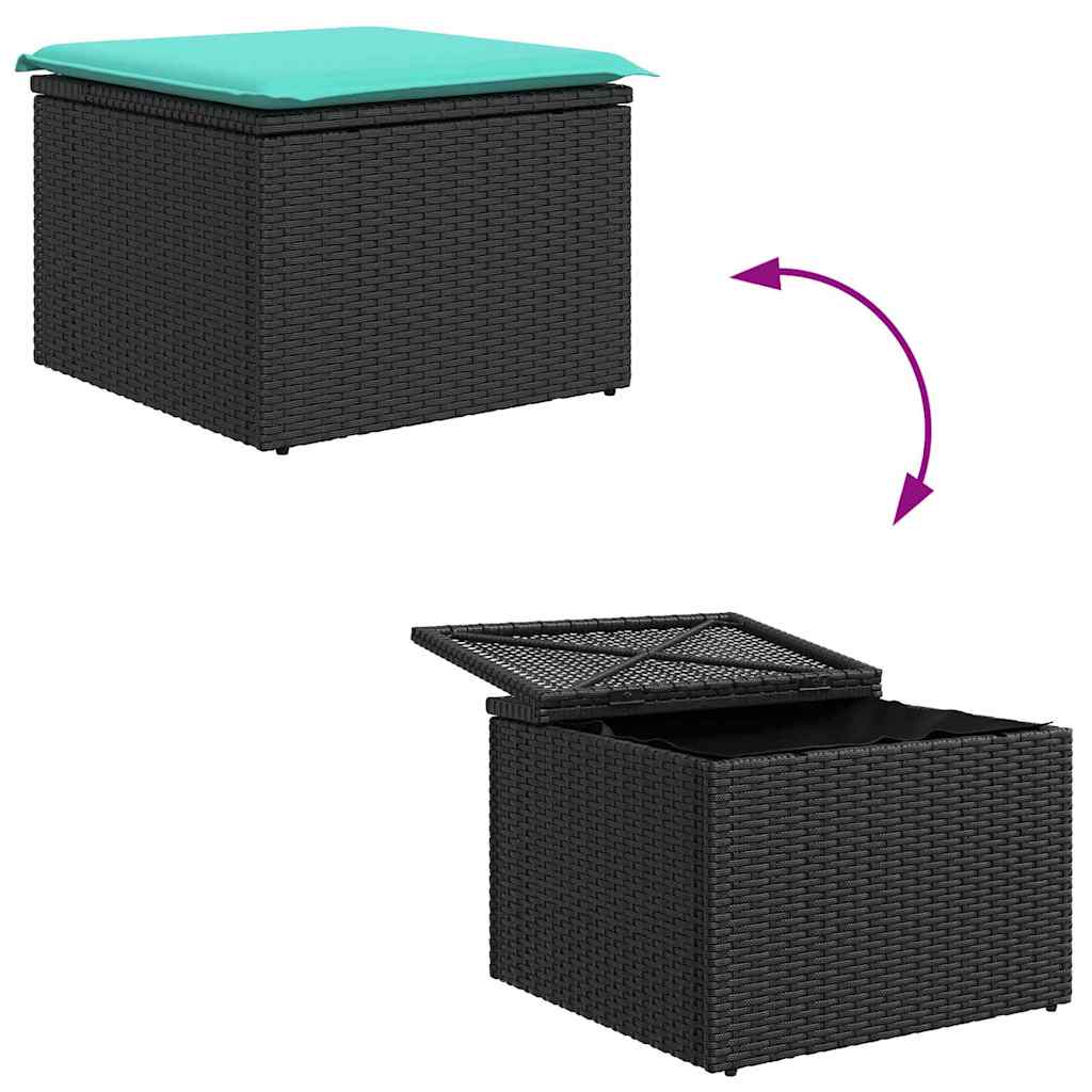 Gartensofa-set mit Kissen 8 pcs Schwarz Poly-Rattan