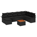 Gartensofa-set mit Kissen 9 pcs Schwarz Poly-Rattan