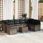 Gartensofa-set mit Kissen 10 pcs Grau Poly-Rattan