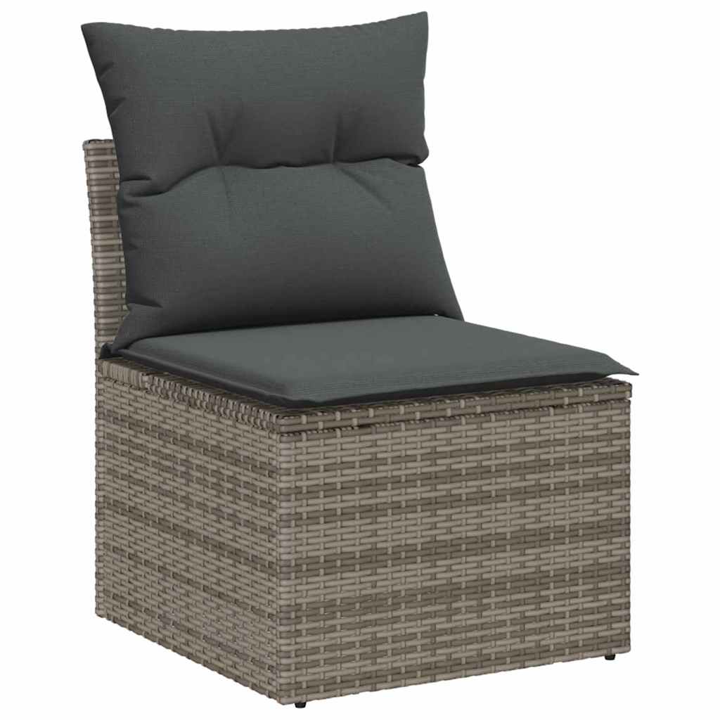 Gartensofa-set mit Kissen 10 pcs Grau Poly-Rattan