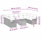 Gartensofa-set mit Kissen 10 pcs Grau Poly-Rattan
