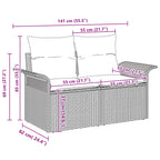 Gartensofa-set mit Kissen 10 pcs Grau Poly-Rattan