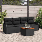 Gartensofa-set mit Kissen 5 pcs Schwarz Poly-Rattan
