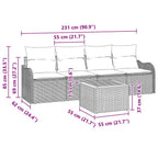 Gartensofa-set mit Kissen 5 pcs Schwarz Poly-Rattan