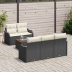 Gartensofa-set mit Kissen 6 pcs Schwarz Poly-Rattan