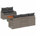 Gartensofa-set mit Kissen 6 pcs Grau Poly-Rattan