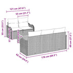 Gartensofa-set mit Kissen 6 pcs Grau Poly-Rattan