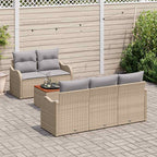 Gartensofa-set mit Kissen 6 pcs Beige Poly-Rattan