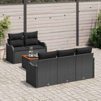 Gartensofa-set mit Kissen 6 pcs Schwarz Poly-Rattan