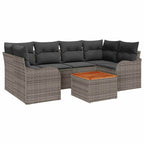 Gartensofa-set mit Kissen 7 pcs Grau Poly-Rattan